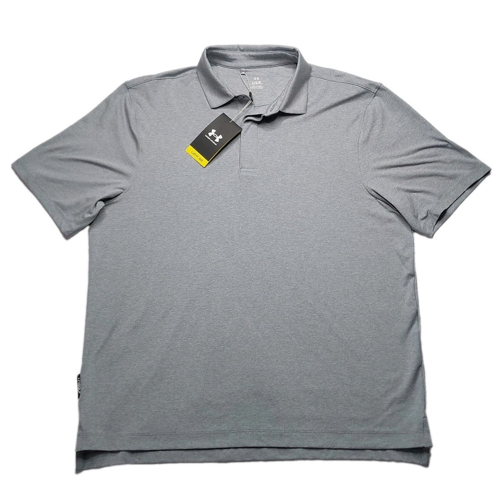 NWT Under Armour Golf Polo UPF 50 men's L Light Grey‎